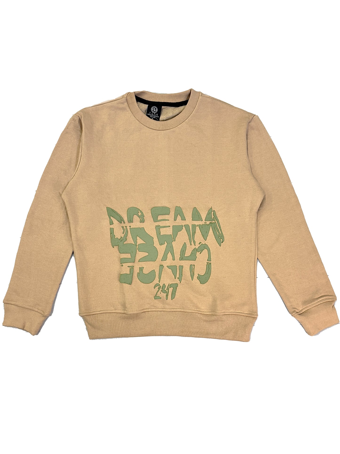 "24'7 chaser" Pullover Sweatshirt Tan