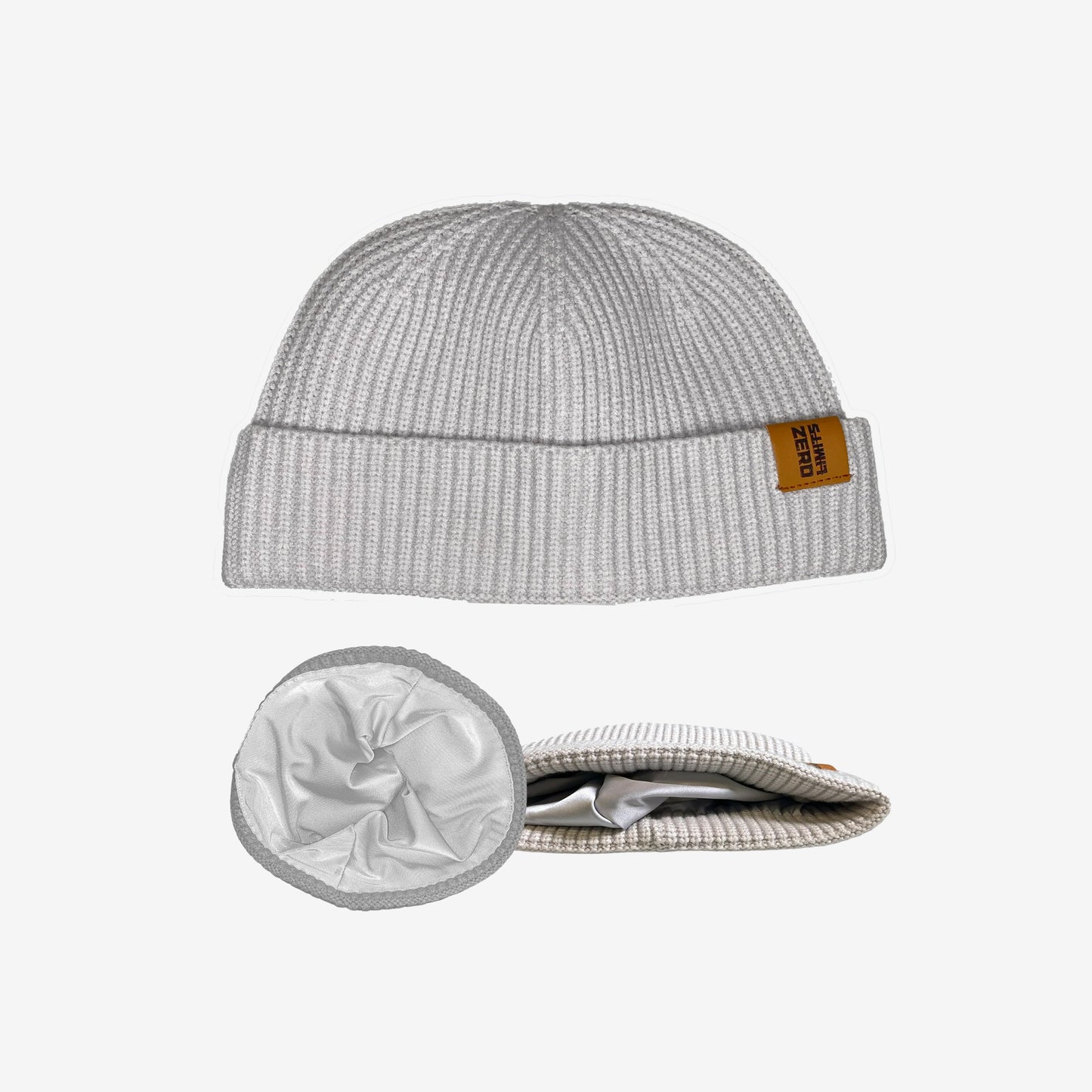 "Locked in" Satin lined beanie Silver Pearl